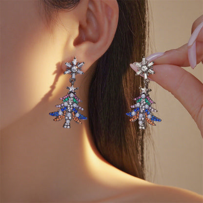 Imitation Pearl Tree Star Christmas Rhinestone Bells Drop Earrings For Women Party Holiday Jewelry 4
