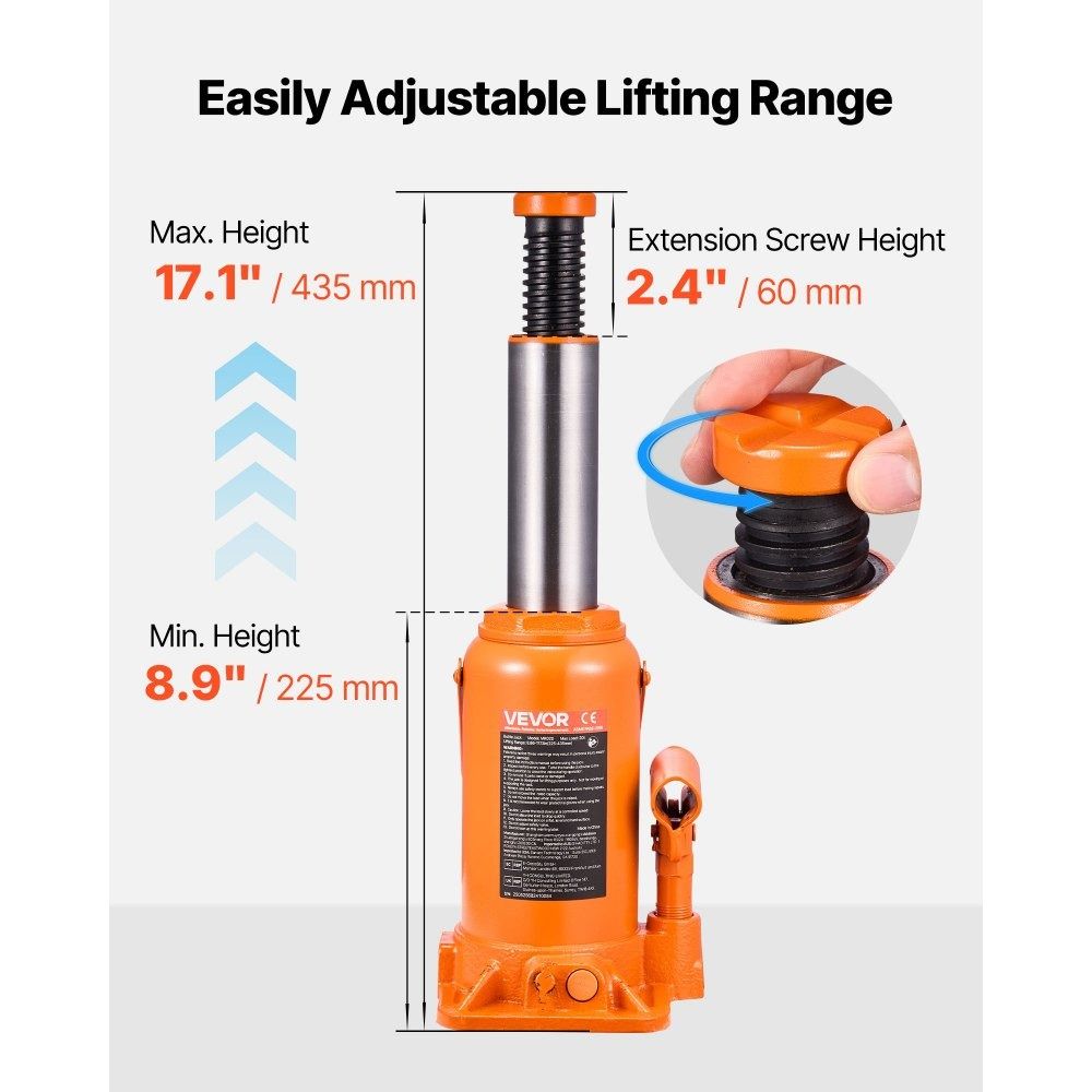 Heavy Duty Hydraulic Bottle Jack Auto Repair Jack For Car SUV Pickup High Lift Range 5