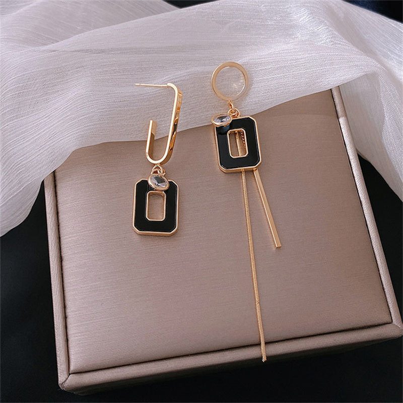 Asymmetric Korean Hollow Black Heart Earrings Drop Earrings Party Jewelry Temperament Style For Wom 7