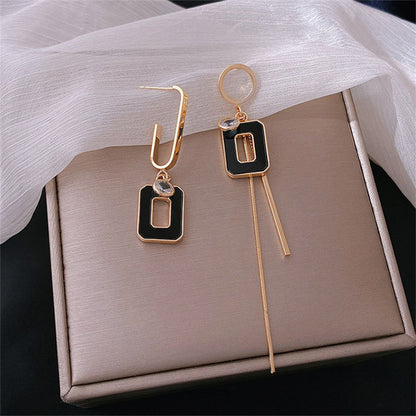 Asymmetric Korean Hollow Black Heart Earrings Drop Earrings Party Jewelry Temperament Style For Wom 7