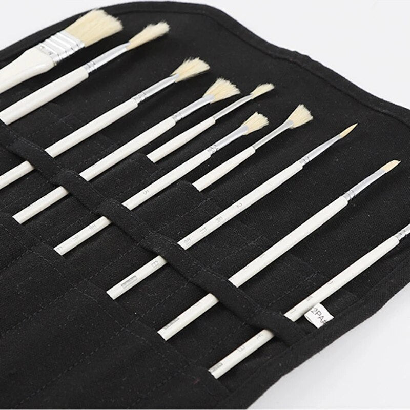 Calligraphy Brushes Storage Bag, Painting Brushes Canvas Storage Bag, Roll up Pen Bag, Watercolour and Gouache Brushes