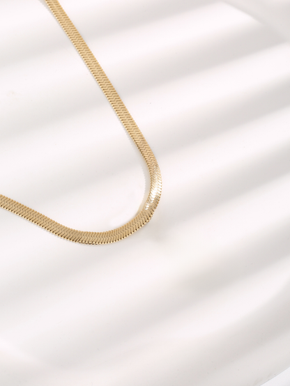Snake Chain Necklace, Gold Plated Fashion Choker, Stainless Steel Flat Chain, Hip Hop Jewellery for Men and Women Gift