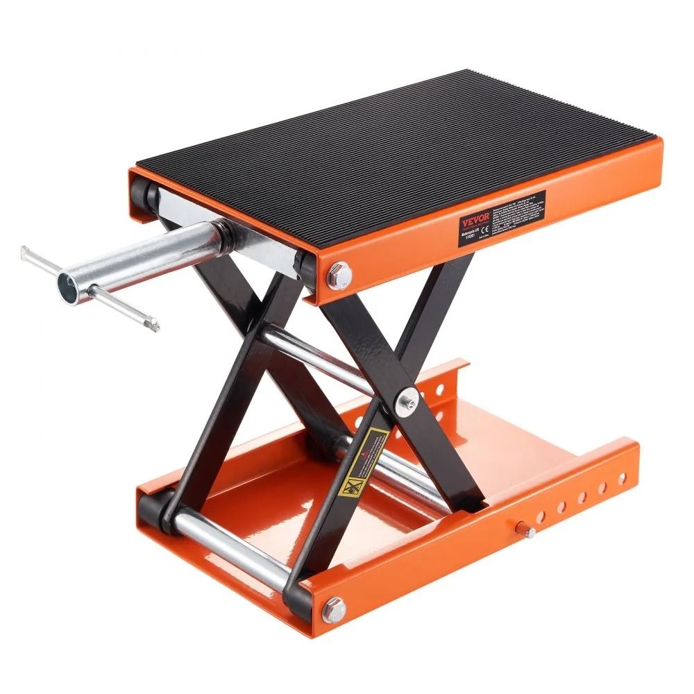 Motorcycle Lift, Steel Scissor Jack, Wide Deck Center Hoist, Crank Stand for Street Bikes, Cruiser Bikes