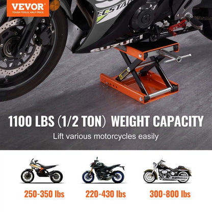 Motorcycle Lift Steel Scissor Jack Wide Deck Center Hoist Crank Stand For Street Bikes Cruiser Bike 1