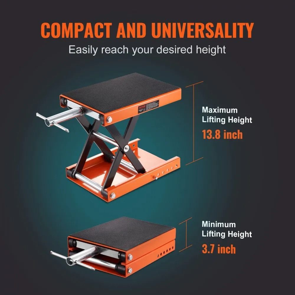 Motorcycle Lift Steel Scissor Jack Wide Deck Center Hoist Crank Stand For Street Bikes Cruiser Bike 6
