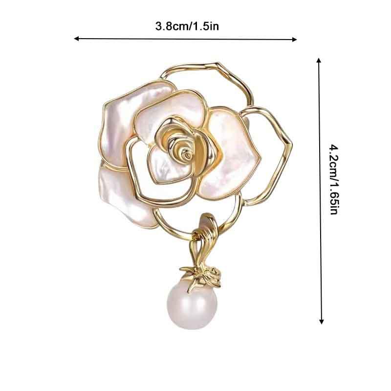 Creative Metal Brooches Stylish Camellia Imitation Pearl Women Pins Event Gifts Funny Luxury Decora 4