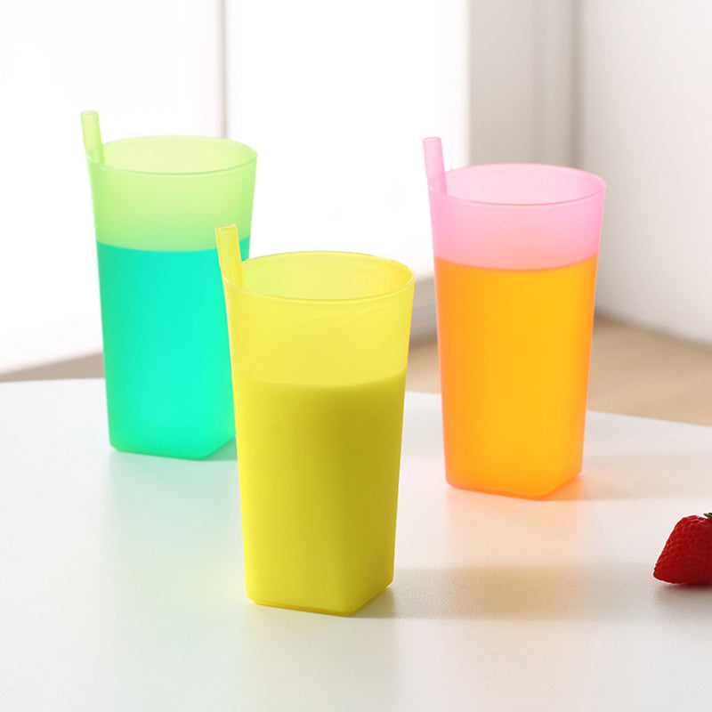 Children Infant Sip Cup Water Bottle With Built In Straw FoodGrade Plastic Integrated Straw Cup Kid 1