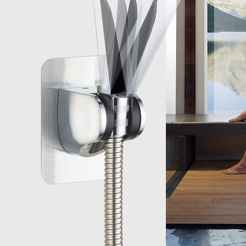 Punch Free Household Adjustable Shower Universal Showerhead Holder Wall Mounted Self Adhesive Bathr 1