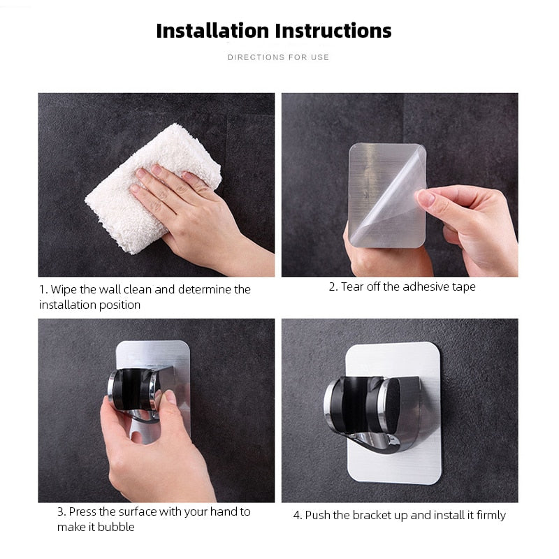 Punch Free Household Adjustable Shower Universal Showerhead Holder Wall Mounted Self Adhesive Bathr 2