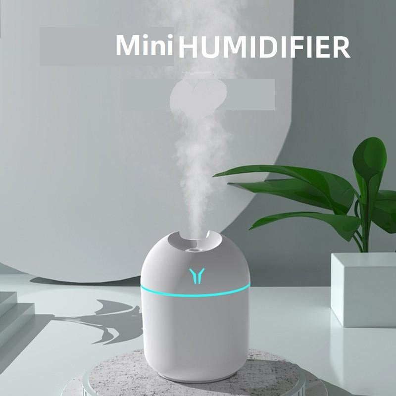 USB Mini Air Humidifier, Ultrasonic Mist Maker Diffuser, Aroma Essential Oil Diffuser for Home Car, LED Color Lamp Mute