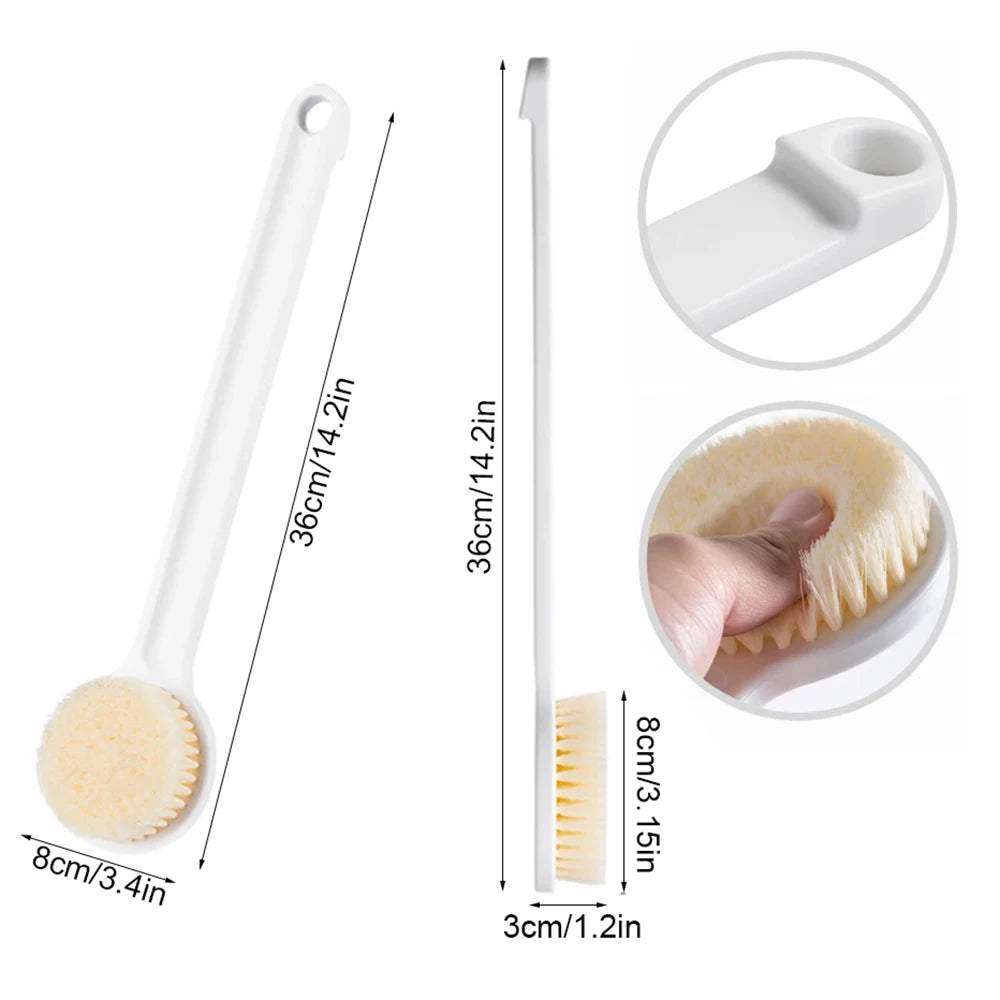 Soft Bristles Body Exfoliating Bath, Long Handle Back Brush for Shower, Skin Health Shower Back Scrubber Supplies