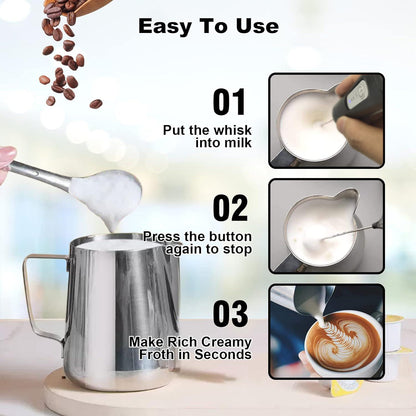 USB Rechargeable Coffee Whisk, Speeds Foam Maker, Electric Handle Blender, Egg Beater