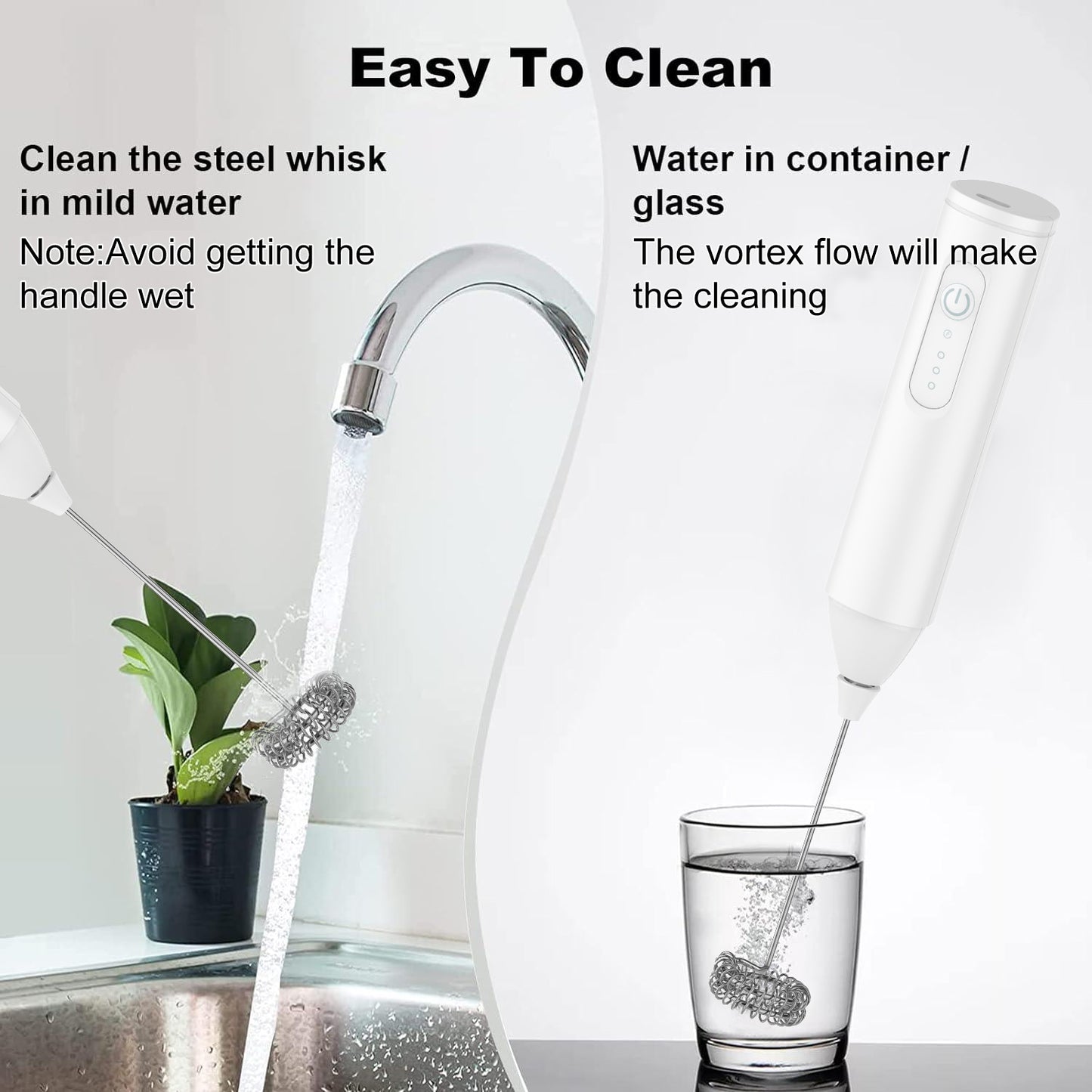 USB Rechargeable Coffee Whisk, Speeds Foam Maker, Electric Handle Blender, Egg Beater