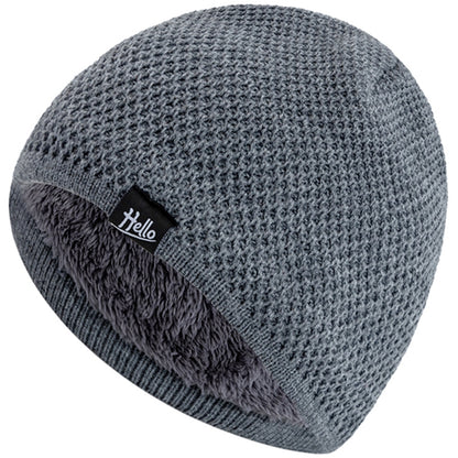 Plush Fur Lined Winter Hats, New Style Beanies, Hello Letter Cap, Casual Knitted Ski Hats for Men and Women