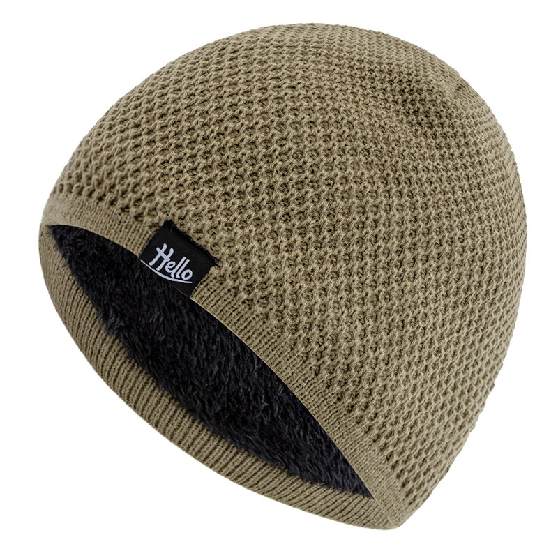 Plush Fur Lined Winter Hats, New Style Beanies, Hello Letter Cap, Casual Knitted Ski Hats for Men and Women