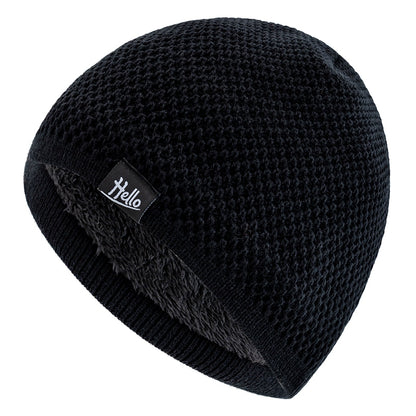 Plush Fur Lined Winter Hats, New Style Beanies, Hello Letter Cap, Casual Knitted Ski Hats for Men and Women