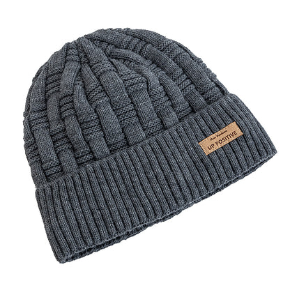 Fur Lined Warm Sports Hats, New Style Unisex Winter Hats, UP POSITIVE Labal, Outdoor Knitted Hats, For Men Women