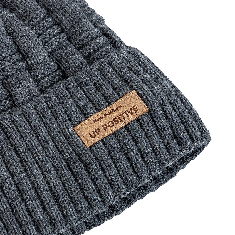 Fur Lined Warm Sports Hats, New Style Unisex Winter Hats, UP POSITIVE Labal, Outdoor Knitted Hats, For Men Women