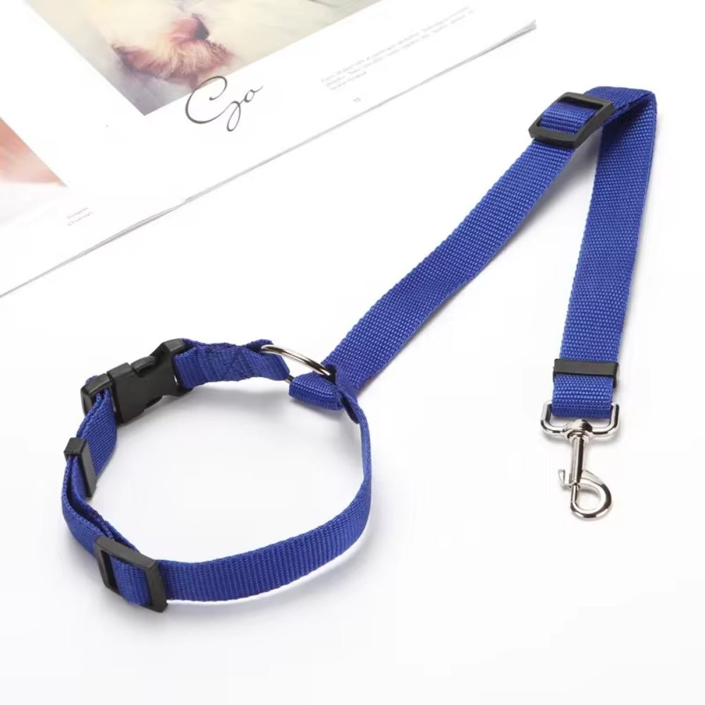 Adjustable Dogs Harness Collar, Solid Color Two in One Pet Car Seat Belt, Backseat Safety Belt, Nylon Lead Leash, Pet