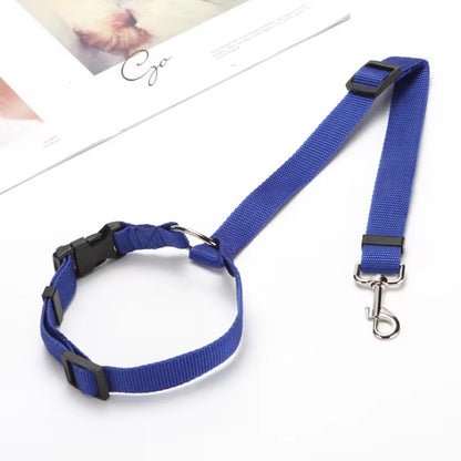 Adjustable Dogs Harness Collar, Solid Color Two in One Pet Car Seat Belt, Backseat Safety Belt, Nylon Lead Leash, Pet