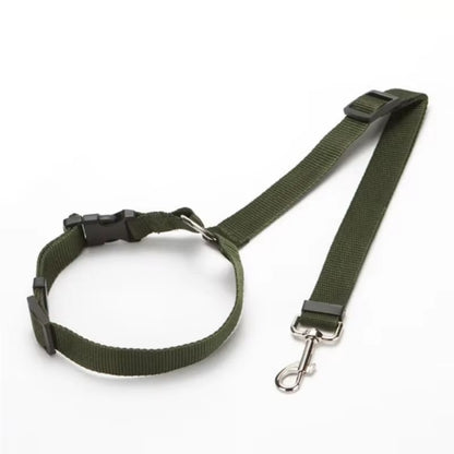 Adjustable Dogs Harness Collar, Solid Color Two in One Pet Car Seat Belt, Backseat Safety Belt, Nylon Lead Leash, Pet