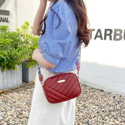 Womens PU Rolling Bag High Quality Strip Camera Bag Casual Mobile Phone Bag Crossbody Shoulder Bag 1