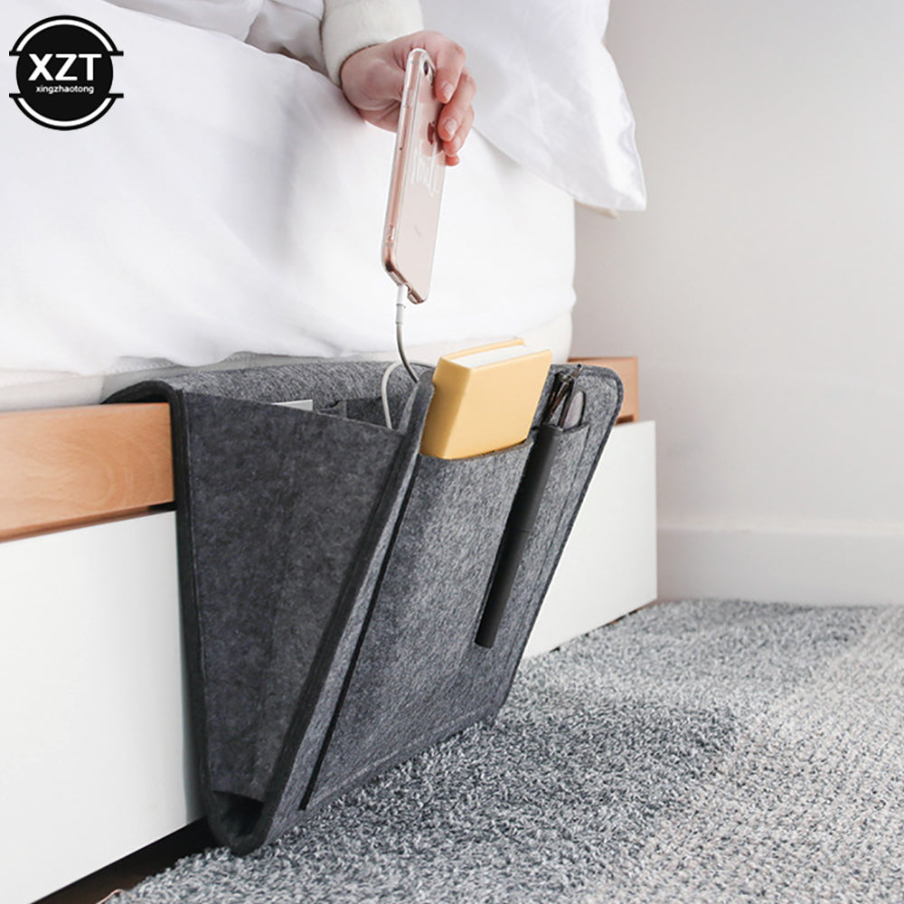 Phone Book Magazine Holder Pockets Hanging Storage Bag, Felt Bedside Storage Organizer, Baby Tissue Box For Bed Sofa