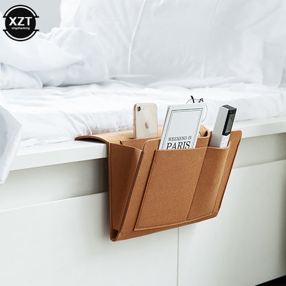 Phone Book Magazine Holder Pockets Hanging Storage Bag, Felt Bedside Storage Organizer, Baby Tissue Box For Bed Sofa