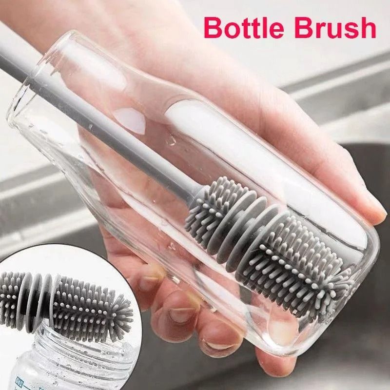 Silicone Bottle Brush Long Handle Cup Scrubber for Kitchen Cleaning