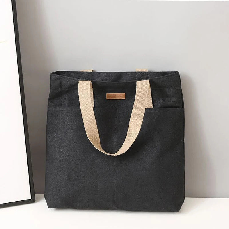 High-End Feel Handbag, Women's Large Capacity Canvas, Convenient Commuting Bag, Premium Sewing Thread