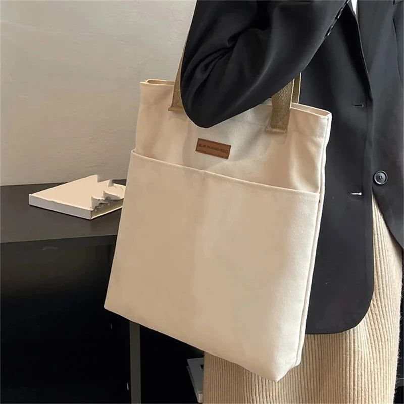 HighEnd Feel Handbag Womens Large Capacity Canvas Convenient Commuting Bag Premium Sewing Thread 2