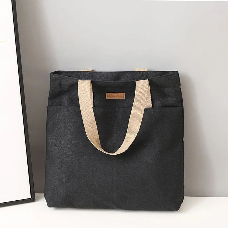 HighEnd Feel Handbag Womens Large Capacity Canvas Convenient Commuting Bag Premium Sewing Thread 6