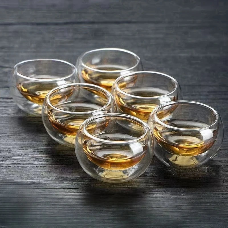 Shot Glass, Double Wall Teacups, Glasses Tea Cups, Exquisite Drinkware Home Decor, Tea Set Teacup