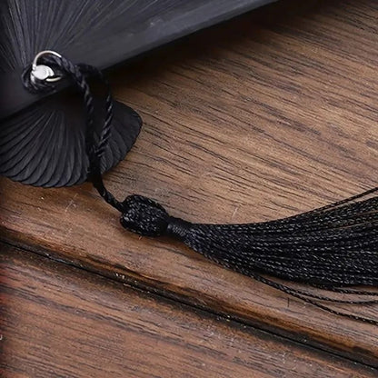 Folding Hand Fan With Tassel  Retro Chinese Style Bamboo And Cloth Fan 2