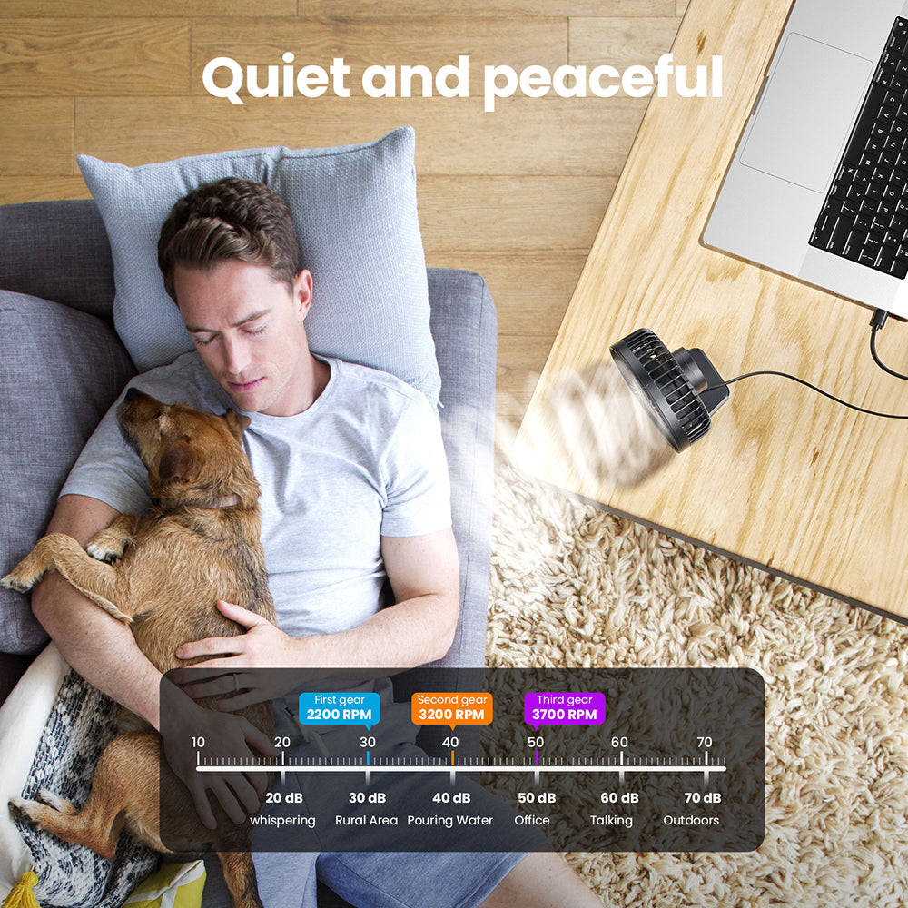 Mini USB Desktop Fan Portable Office Fan Quiet Cooling Fans Three Speed Adjustable Home Desk Fan 2
