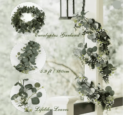 Elegant Eucalyptus And White Berry Greenery Garland 2