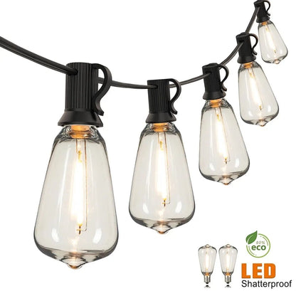 ST38 Outdoor String Lights with Connectable Waterproof LED Bulbs for Patio, Garden, and Home Decor