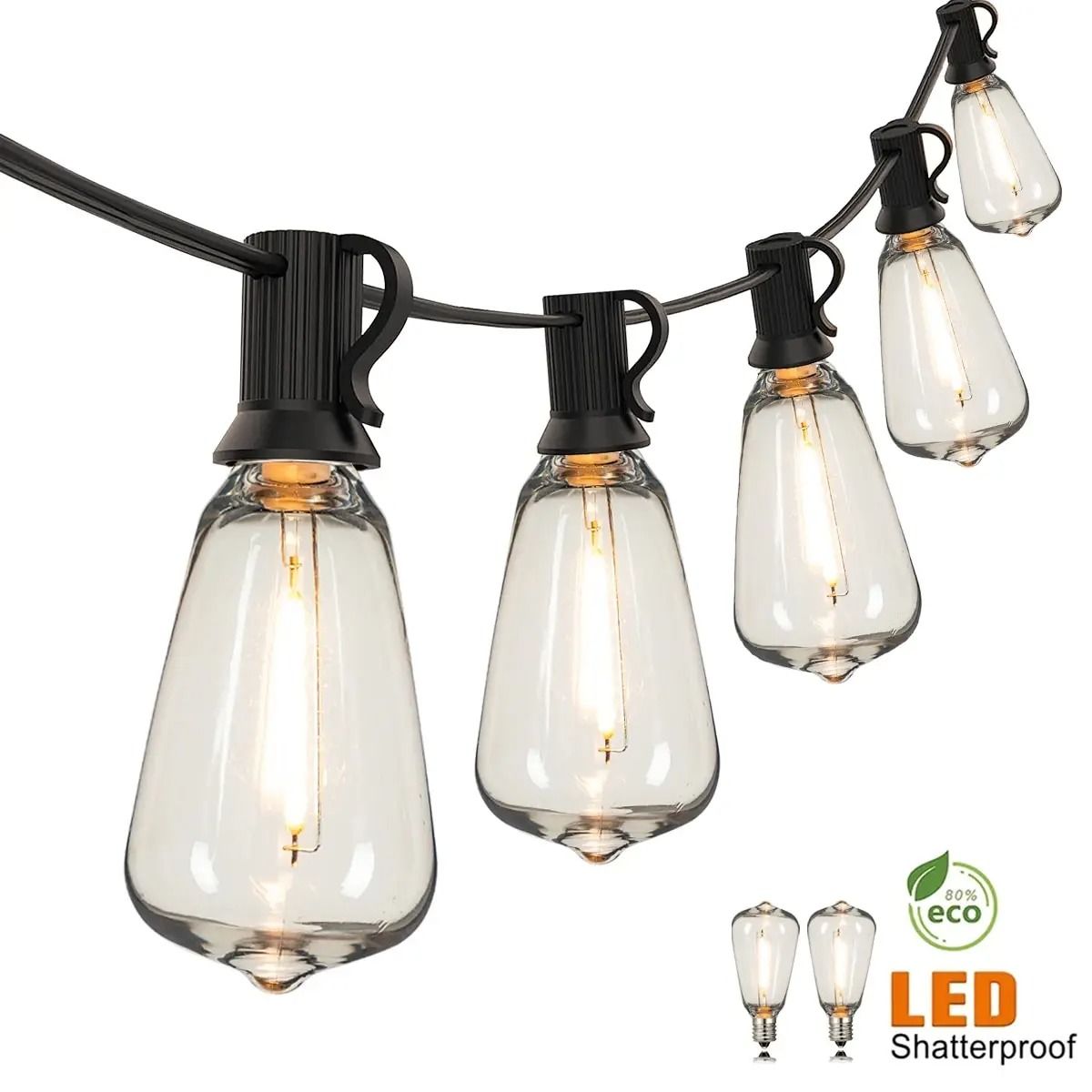ST38 Outdoor String Lights With Connectable Waterproof LED Bulbs For Patio Garden And Home Decor 1