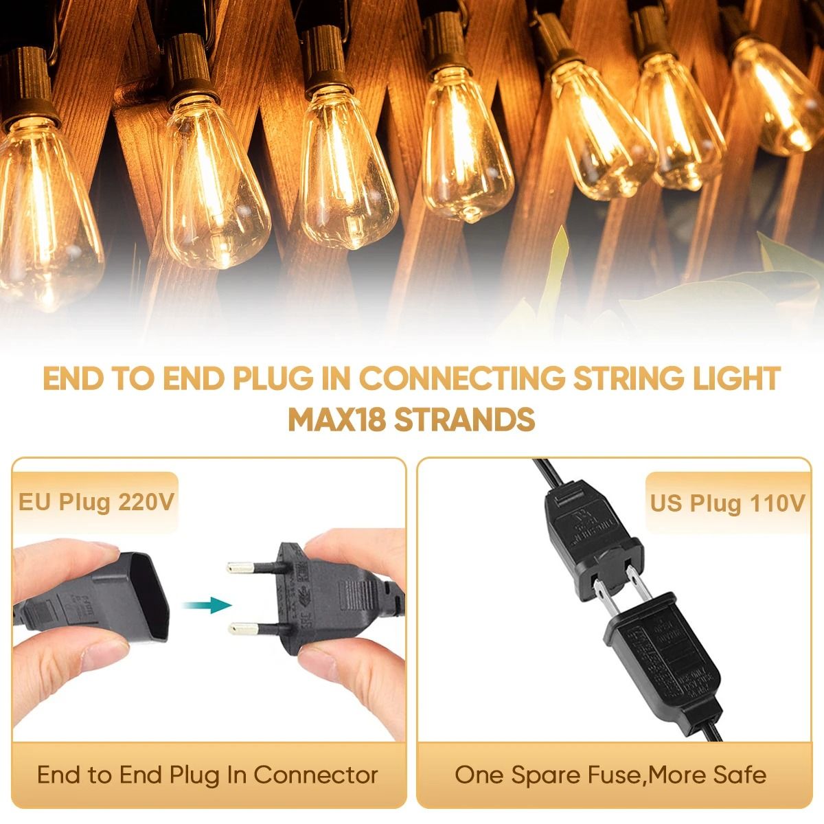 ST38 Outdoor String Lights With Connectable Waterproof LED Bulbs For Patio Garden And Home Decor 3