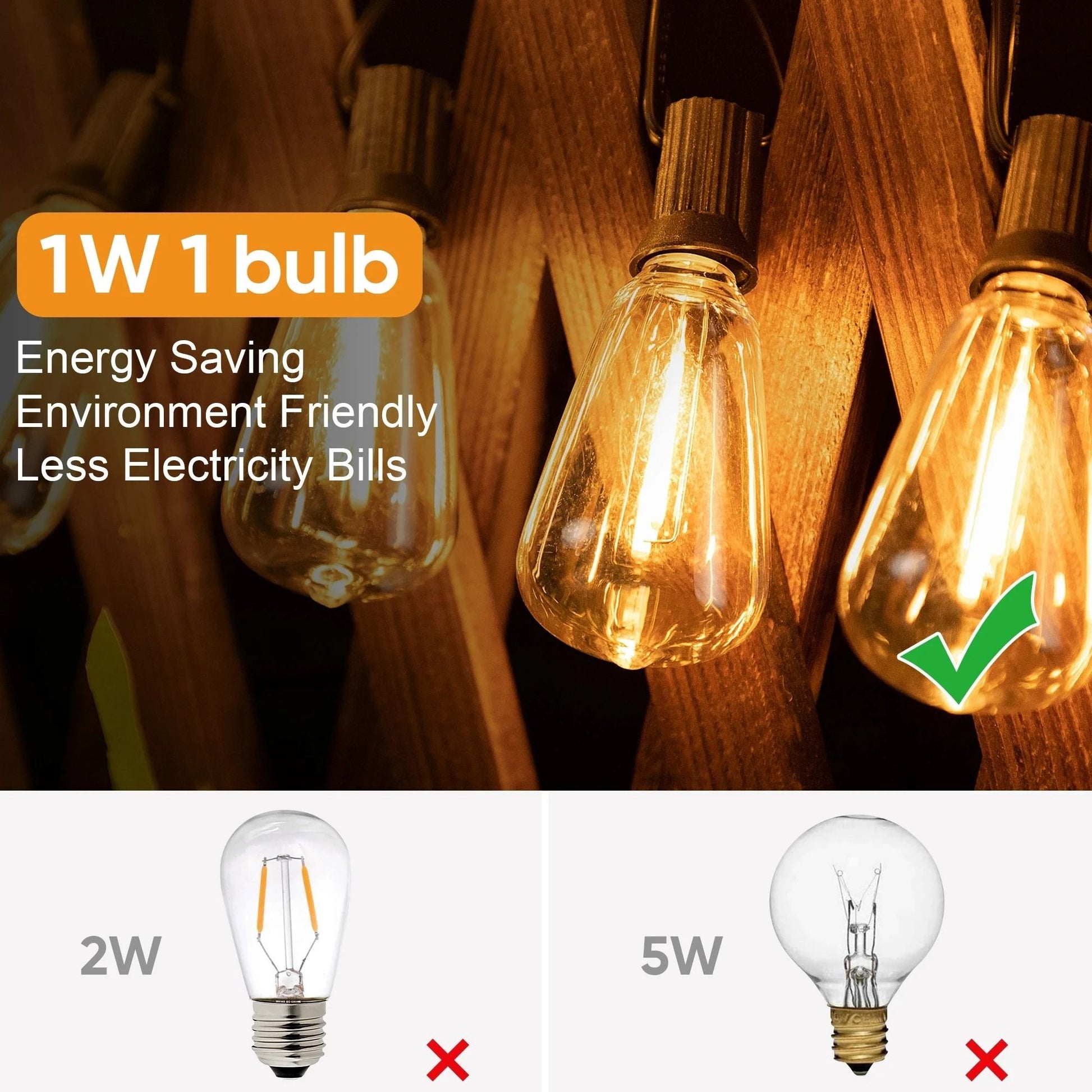 ST38 Outdoor String Lights With Connectable Waterproof LED Bulbs For Patio Garden And Home Decor 6