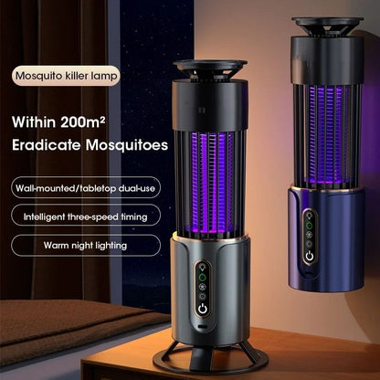 Mosquito Killer Lamp Camping Lantern with USB Rechargeable Insect Trap and Electric Swatter Function