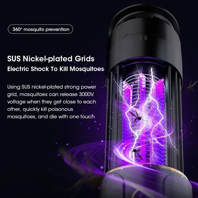 Mosquito Killer Lamp Camping Lantern With USB Rechargeable Insect Trap And Electric Swatter Functio 3
