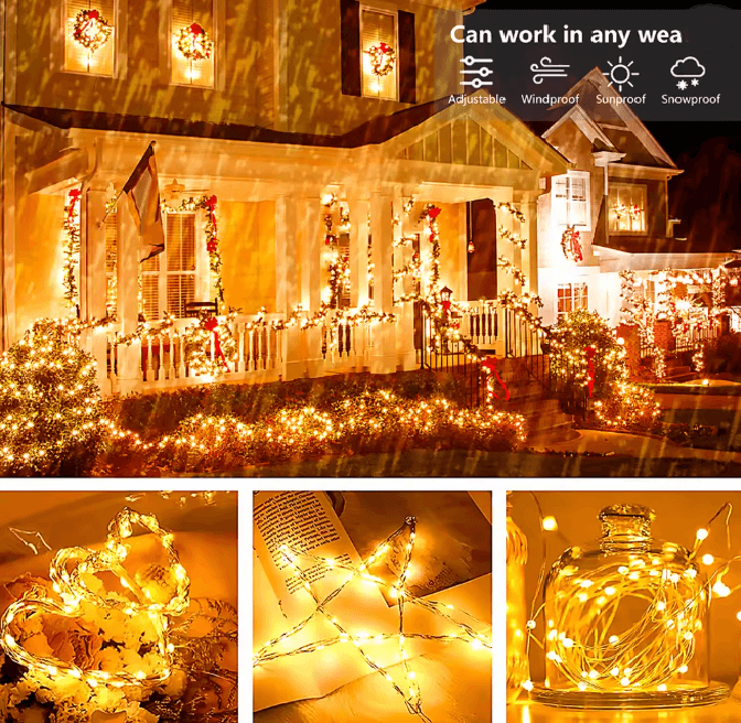 USB LED String Lights Copper Silver Wire Garland 3