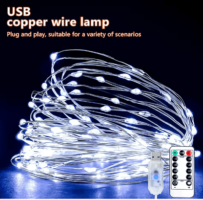 USB LED String Lights Copper Silver Wire Garland 6