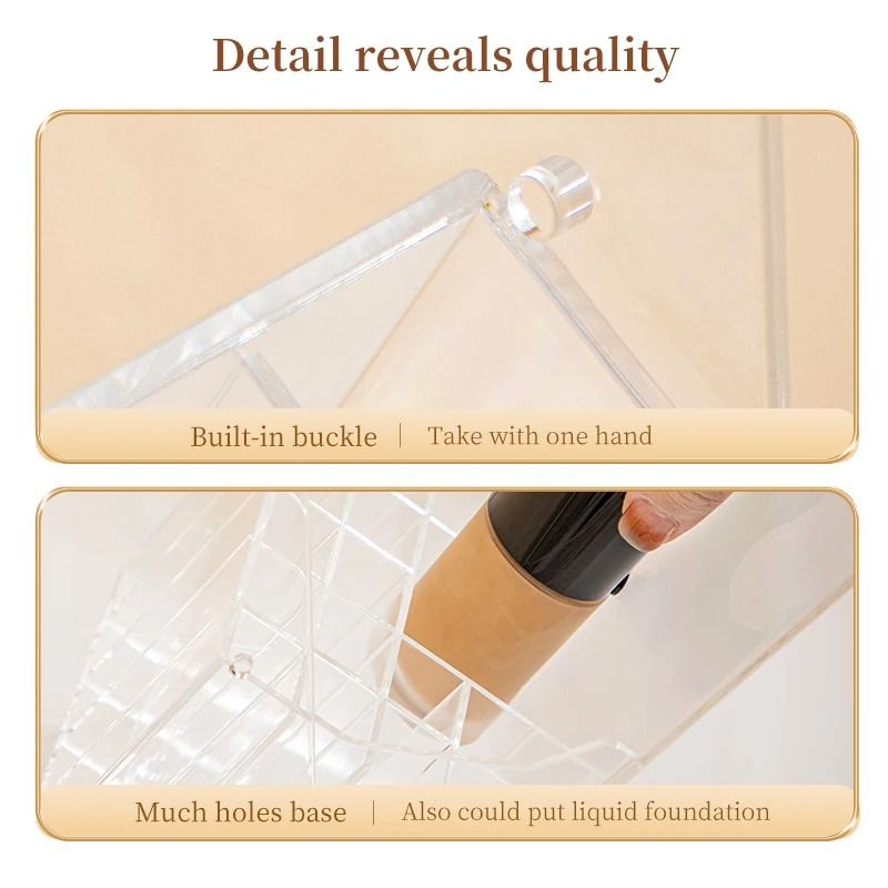 Clear Cosmetic Brush Storage Box With Lid Large Capacity 1