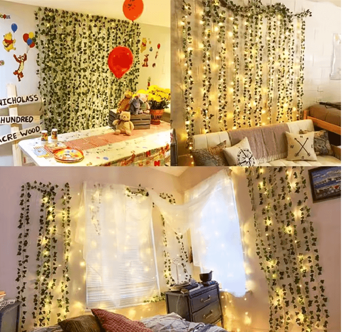 Green Leaf LED Fake Plant String Lights 1