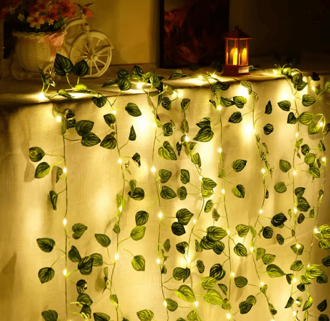 Green Leaf LED Fake Plant String Lights 6
