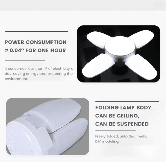 Foldable LED Garage Ceiling Light Bulb 1