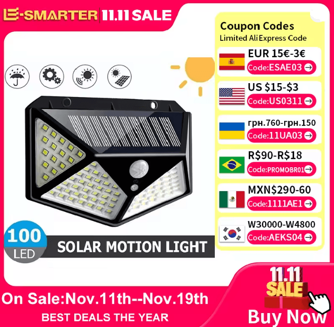 Solar Motion Sensor Outdoor LED Spotlight