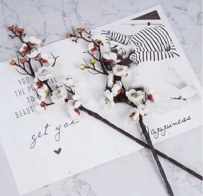 Silk Plum Blossom Artificial Flower Branch 1